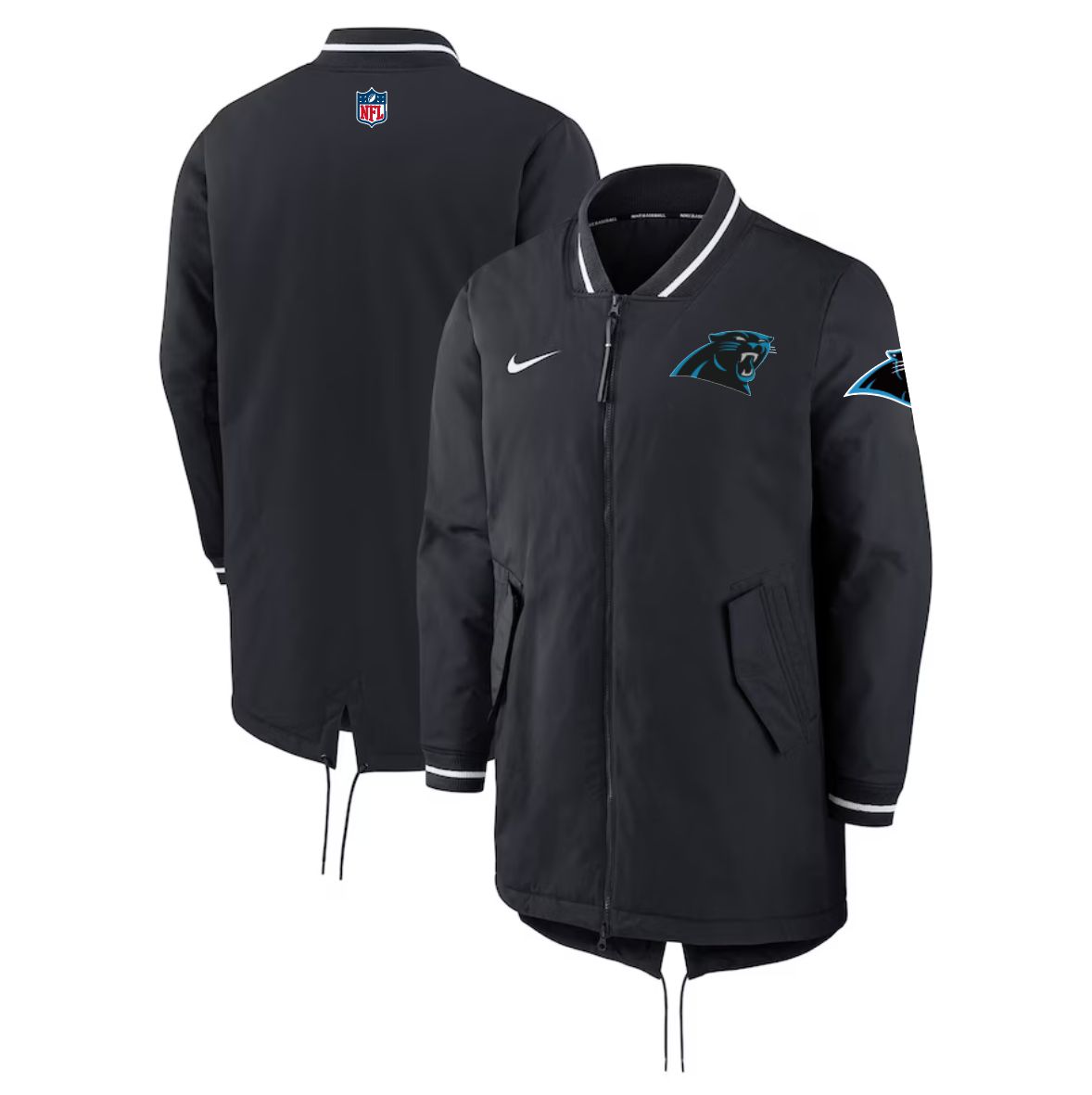 Men 2026 NFL Carolina Panthers black Extended Cotton Jacket style 01
